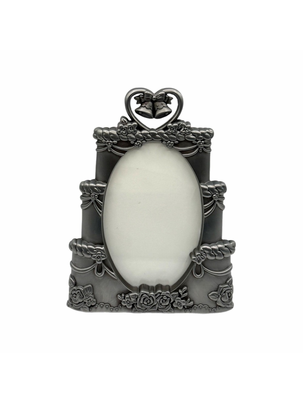 Vintage Malden Silver-Toned Tiered Wedding Cake Metal Picture Frame